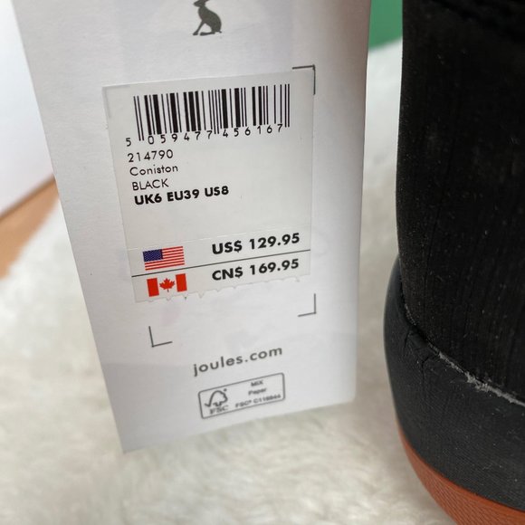 Joules Coniston Women's Rain/Winter Waterproof Boots, Black, Size 8 - Picture 11 of 11